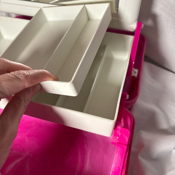 Vintage Caboodles Makeup Case Organizer Pink Marble 90s Y2K Cosmetic Box Mirror - Picture 5 of 13